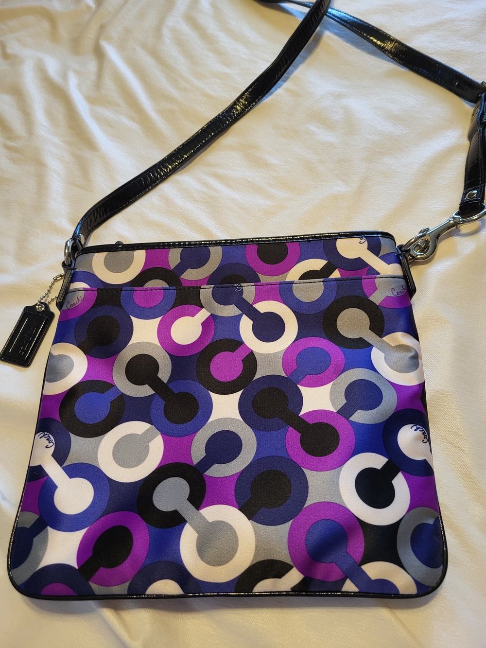 Coach Purple & Black Patterned Crossbody Bag - Picture 12 of 12